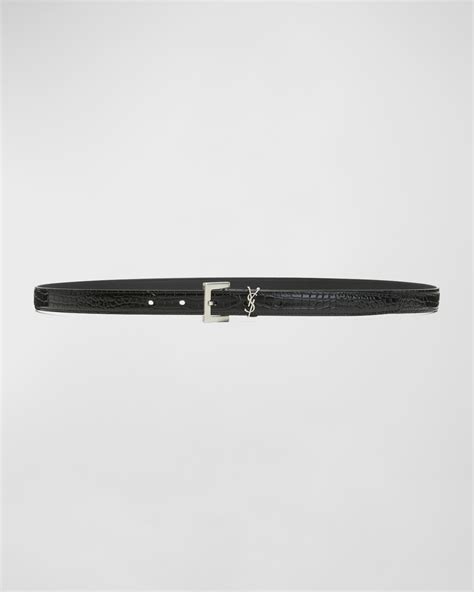 YSL moc croc skinny belt